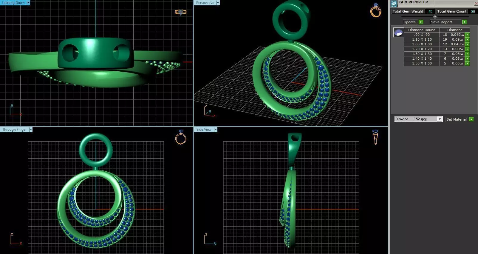 Spiral Round Pendant With Diamonds 3D print model_0