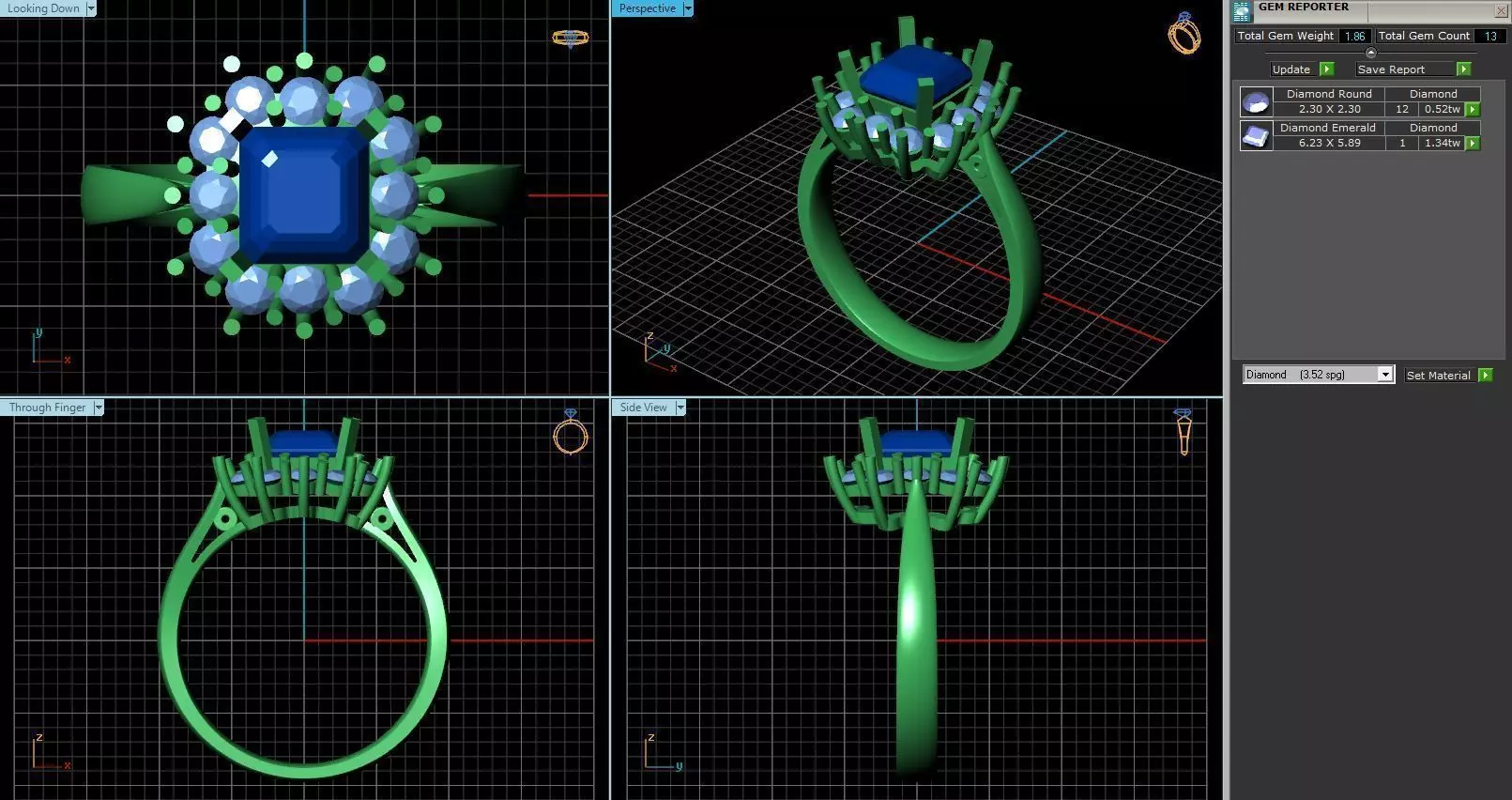 Halo Ring With Diamonds 1 3D print model_0
