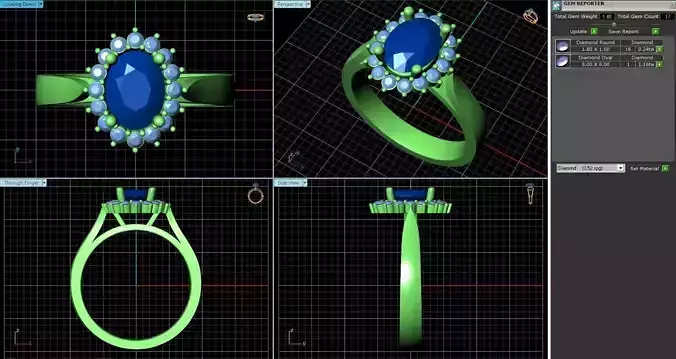 Oval Shaped Halo Ring With Diamonds 1