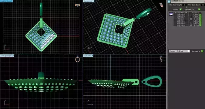 Square Pendant With Diamonds 1