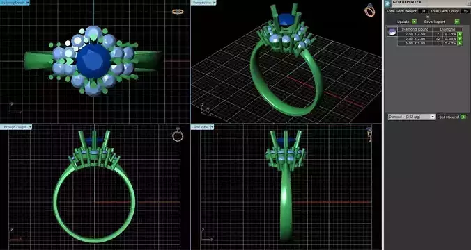 Halo Ring With Diamonds 2 3D print model