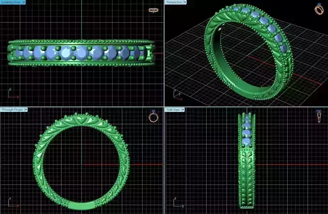 Engagement Ring With Diamonds 222 3D print model