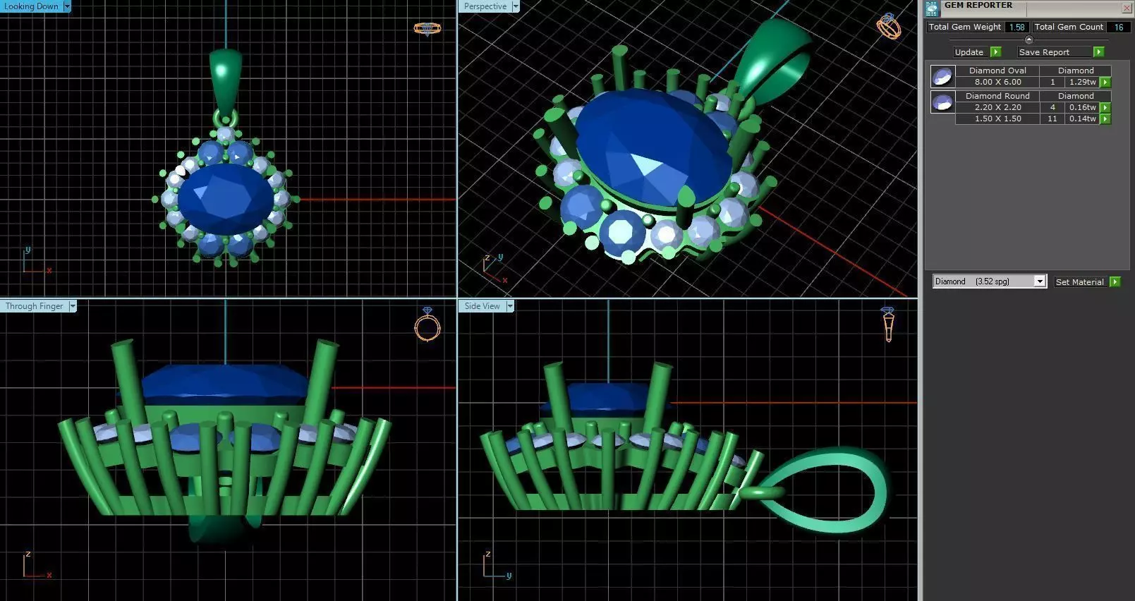 Oval Shaped Pendant With Diamonds 3 3D print model_0