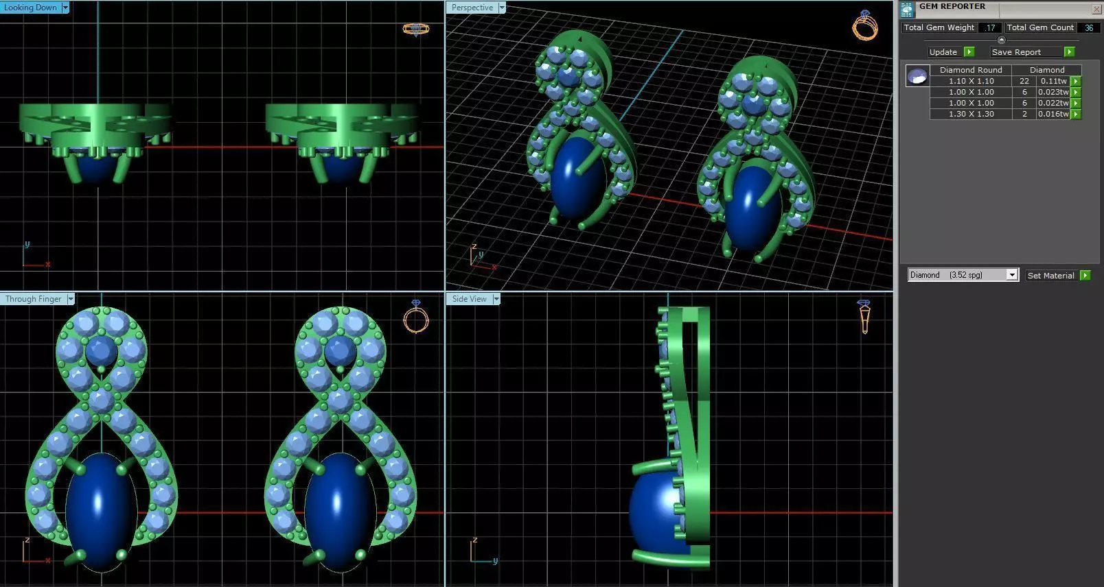 Drop Earrings With Diamonds 2 3D print model_0