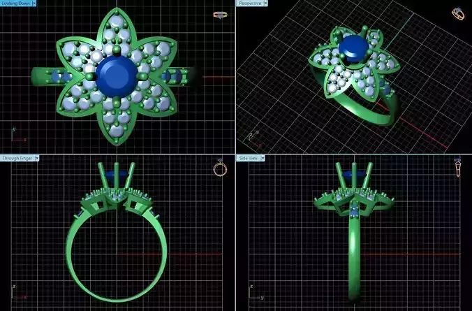 Flower Shaped Ring With Diamonds 6