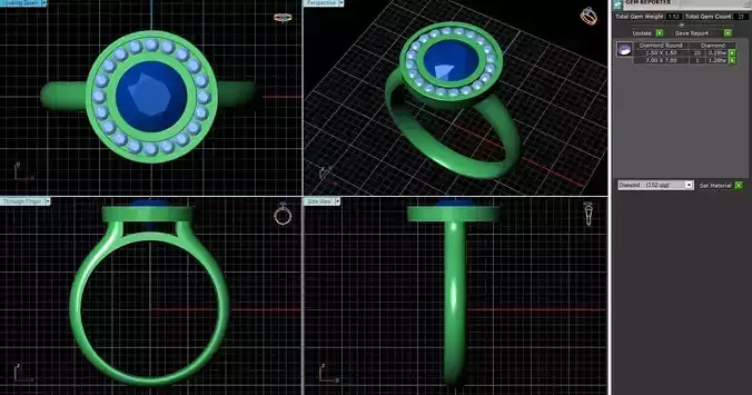 Round Shaped Halo Ring With Diamonds