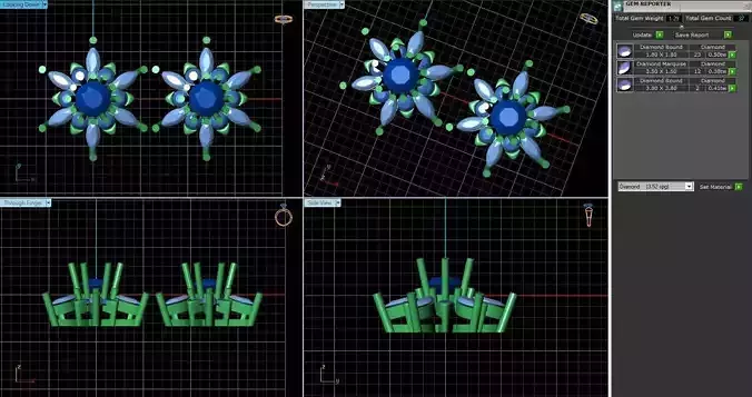 Flower Shaped Ear Stud With Diamonds 23