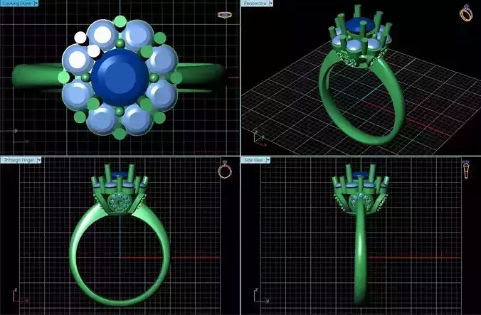 Halo Ring With Diamonds 3 3D print model