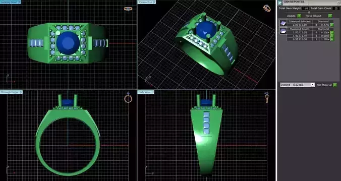 Square Halo Ring With Diamonds 1 3D print model