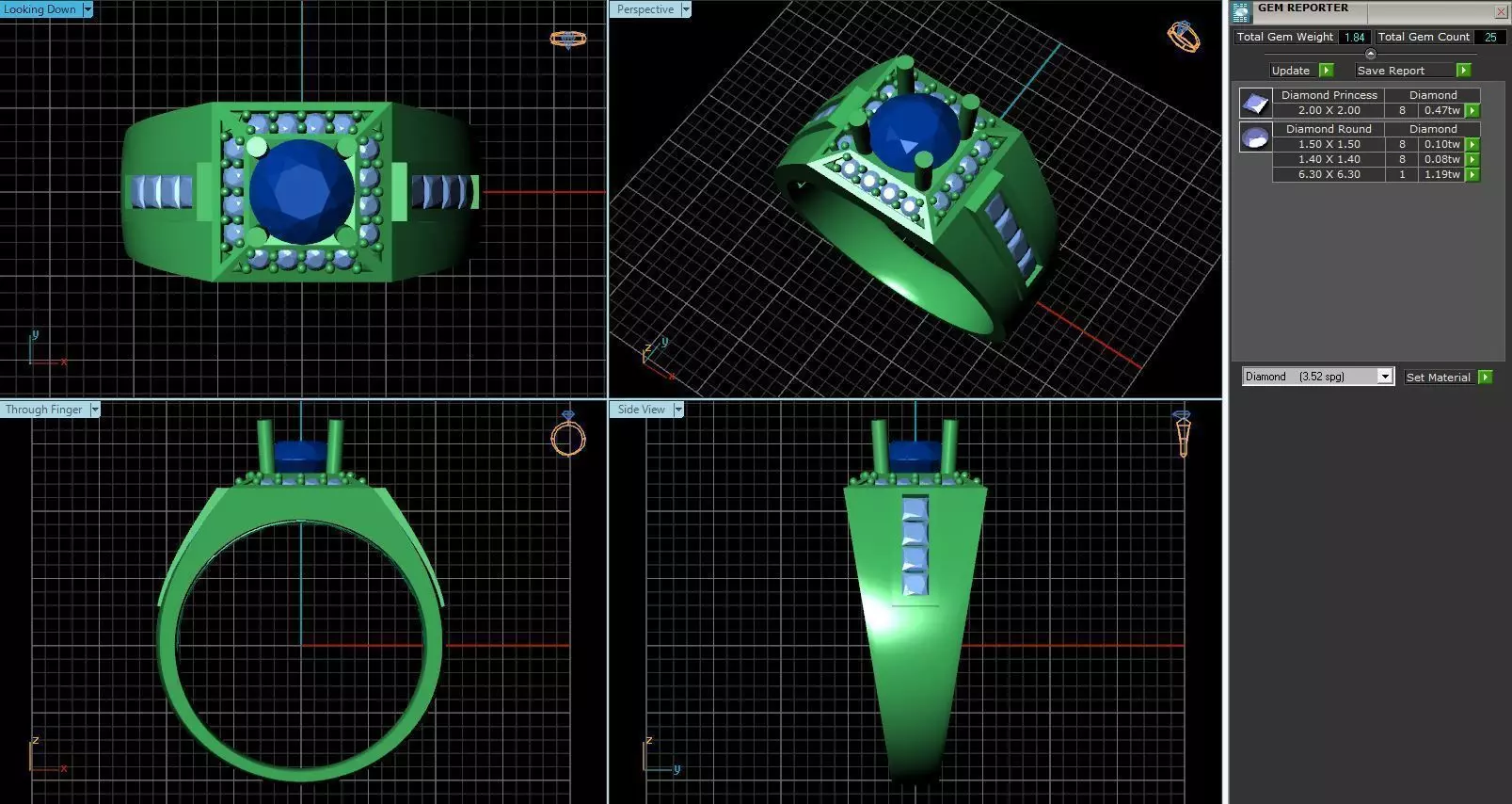 Square Halo Ring With Diamonds 1 3D print model_0