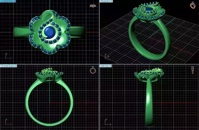 Flower Shaped Ring With Diamonds 8