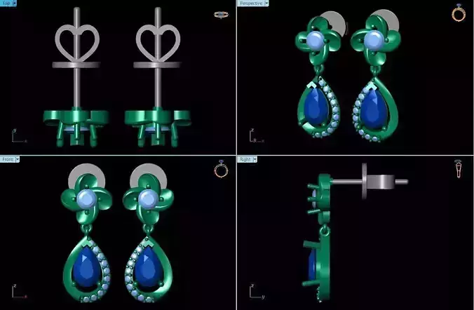 Drop Shape Drop Earrings With Diamonds