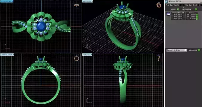 Flower Shaped Halo Ring With Diamonds 5