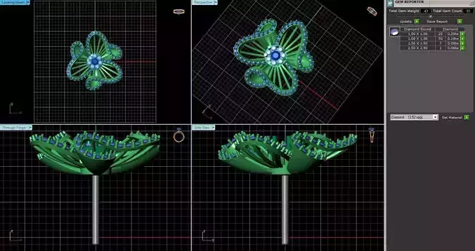 Flower Shaped Ear Stud With Diamonds 24