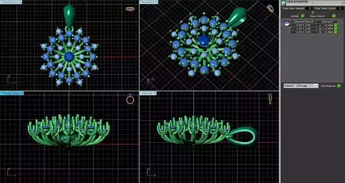 Flower Shaped Pendant With Diamonds 9