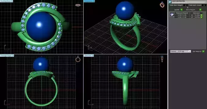 Spiral Ring With Pearl and Diamonds