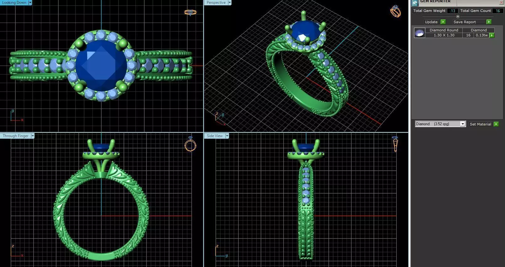 Halo Ring With Diamonds 4 3D print model_0