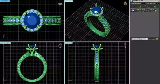 Halo Ring With Diamonds 4 3D print model