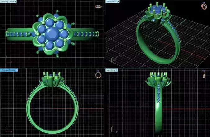 Flower Shaped Side Stone Ring