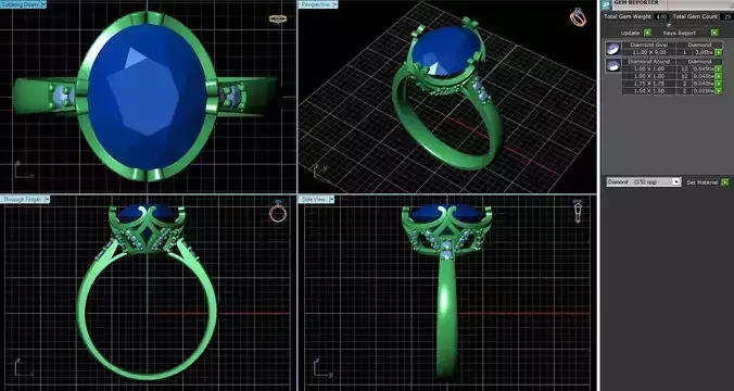 Oval Shaped Ring With Diamonds 2