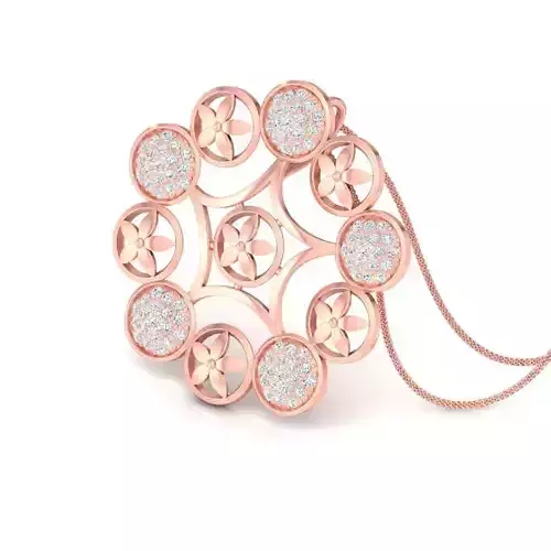 Flower Shape Rose Gold Pendant With Diamonds
