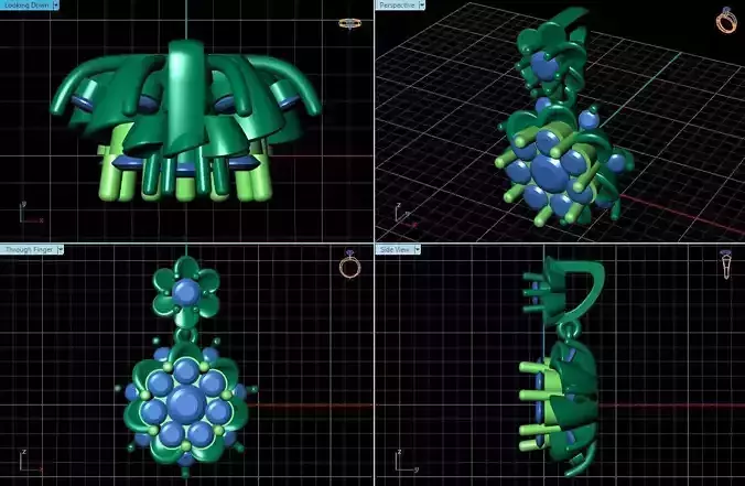 Flower Shaped Drop Earrings With Diamonds 4