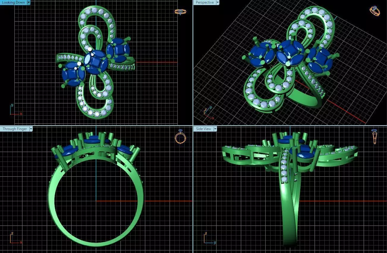 Knot Ring With Diamonds  3D print model_0
