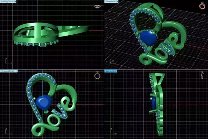 Heart Shape Love Script Ring With Diamonds 