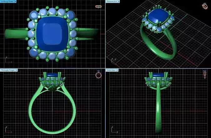 Square Halo Ring With Diamonds 2