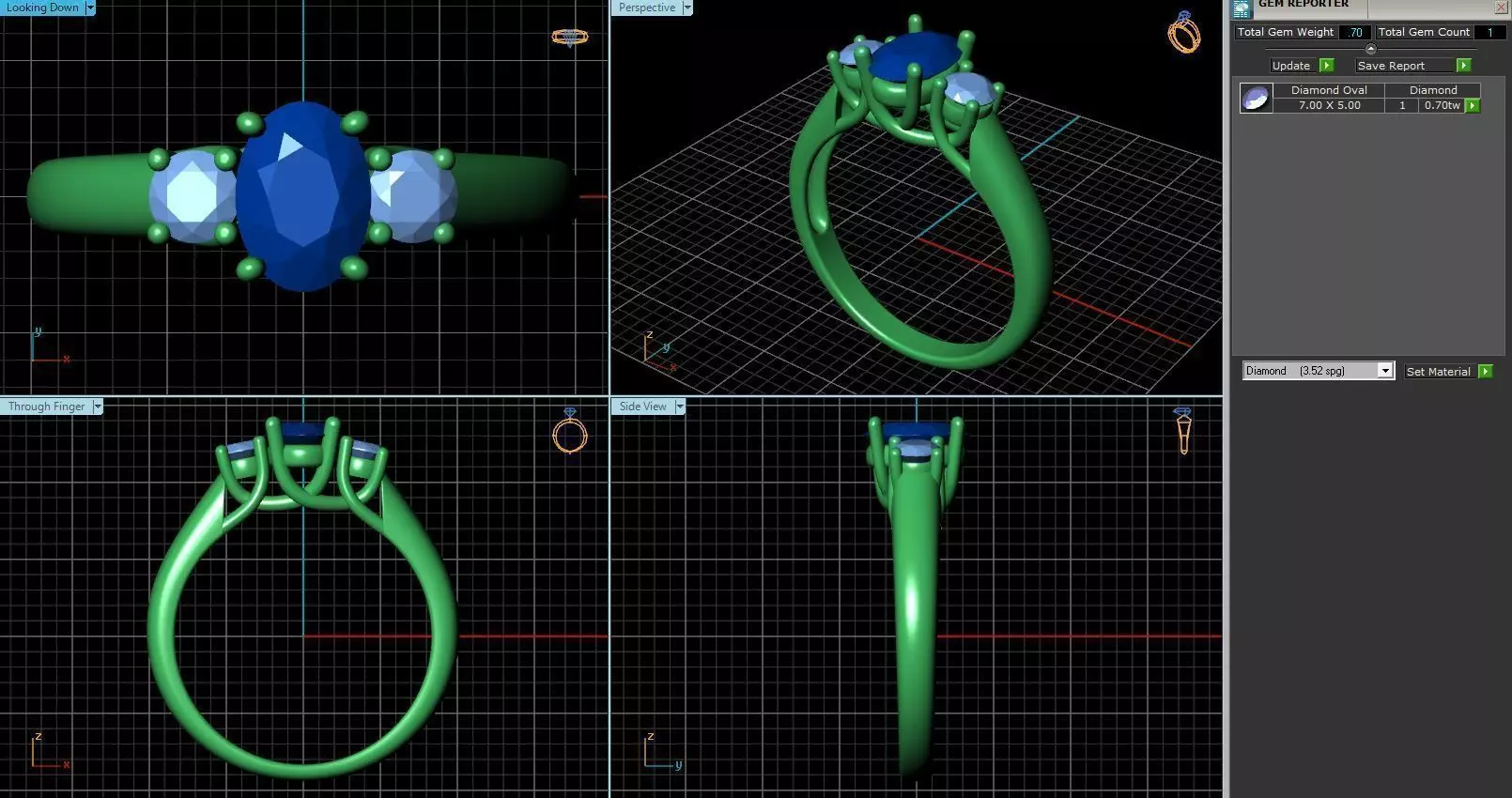 3 Stone Ring With Diamonds 3D print model_0