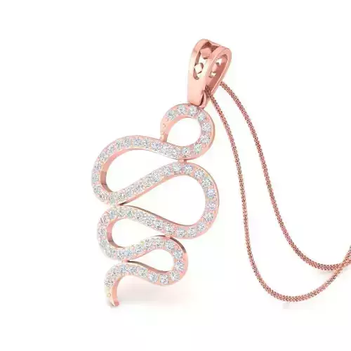 Rose Gold Snake Shape Pendant With Diamonds