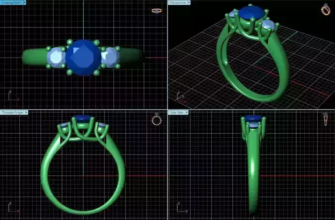 3 Stone Ring With Diamonds 1