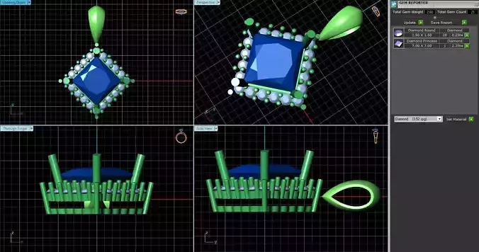 Square Halo Pendant With Diamonds