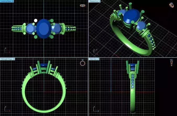 3 Stone Ring With Diamonds 2