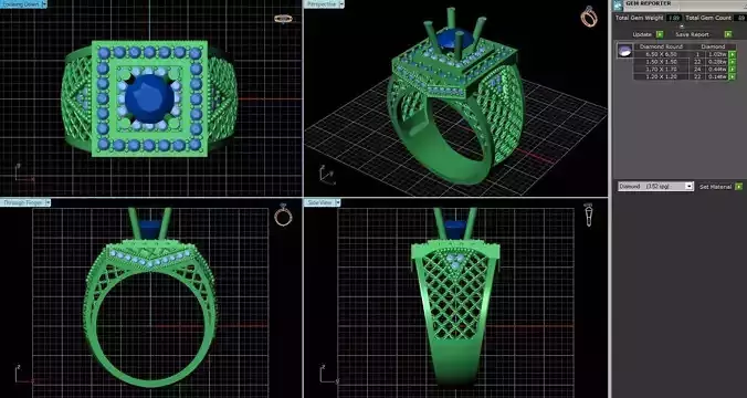 Square Halo Ring With Diamonds 3