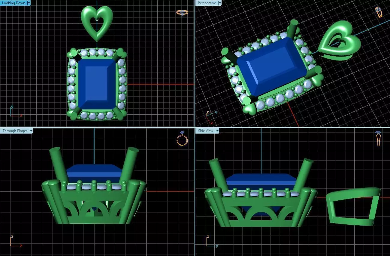 Rectangular Halo Pendant 3D print model_0