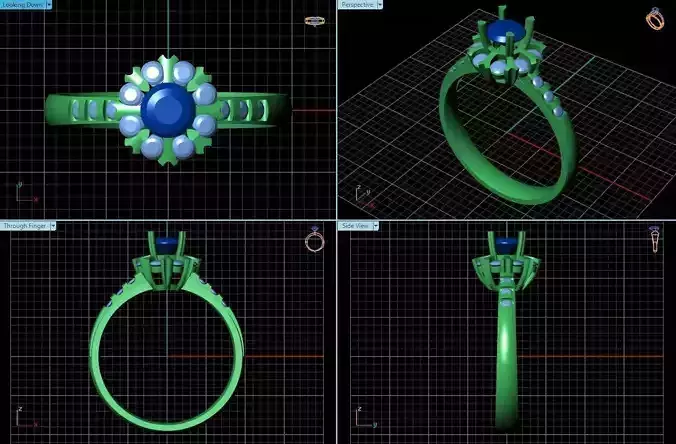Flower Shape Ring With Diamonds 4