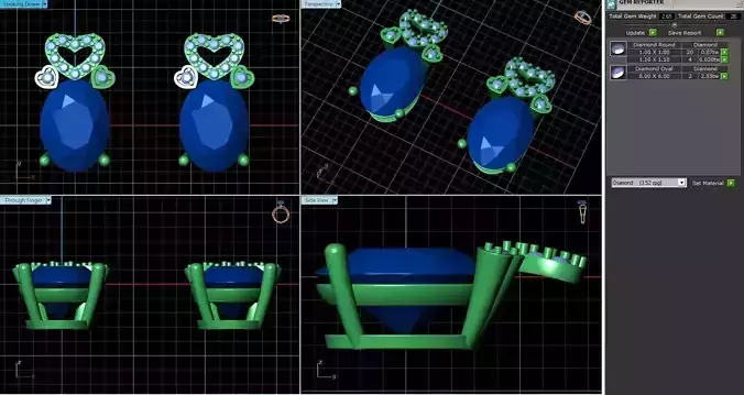 Heart Design Ear Stud With Diamonds