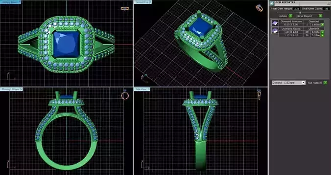 Square Halo Ring With Diamonds 4