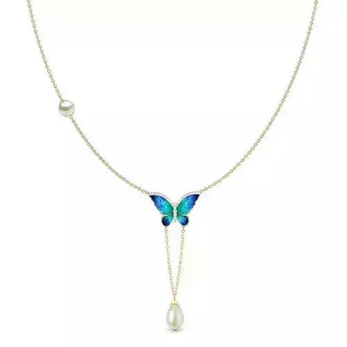 V-Drop Butterfly Necklace