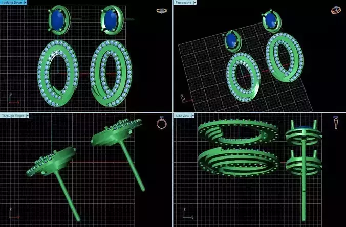 Oval Shaped Earrings With Diamonds