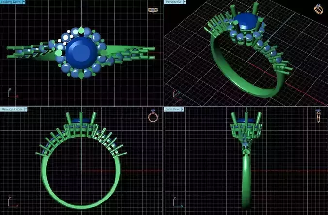 Spiral Round Ring With Diamonds