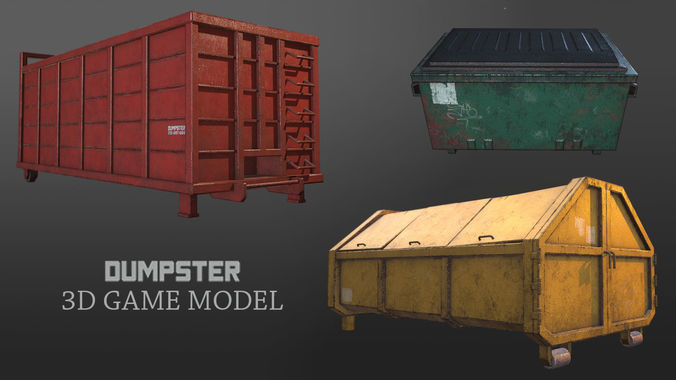 Dumpster Pack 3D model Low-poly 3D model