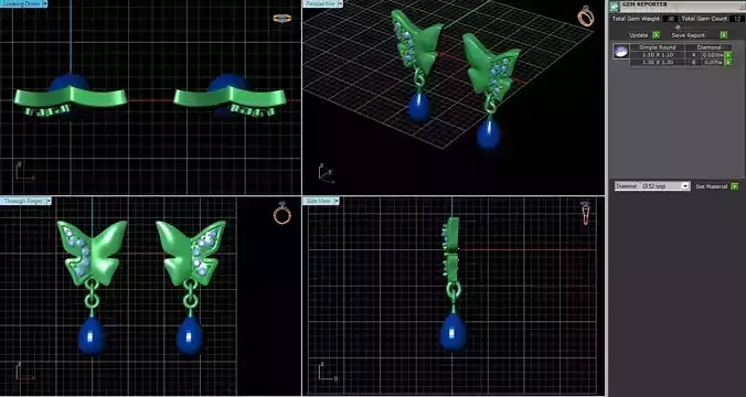 Butterfly Shaped Earrings With Pearl