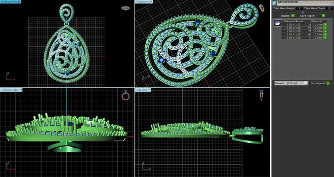 Drop Shape Pendant With Diamonds 3D print model