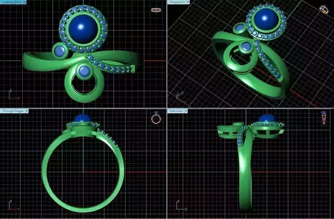 Siral Halo Ring With Diamonds