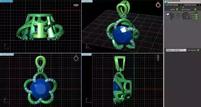 Flower Shaped Pendant With Diamonds 11 3D print model