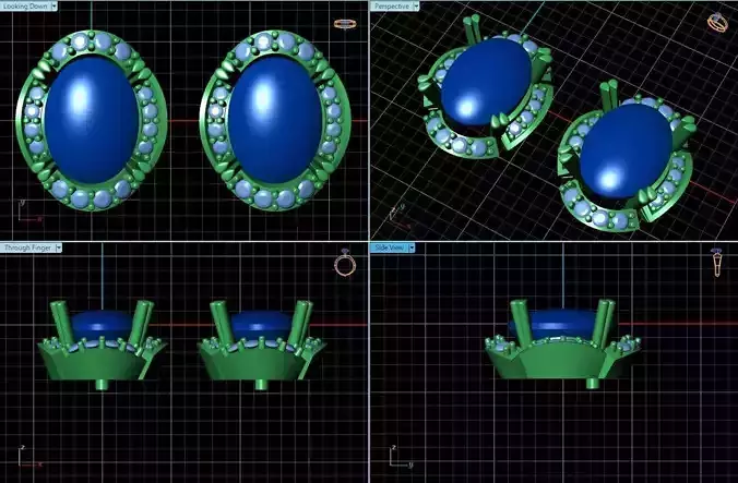 Oval Shaped Ear Stud With Diamonds 2