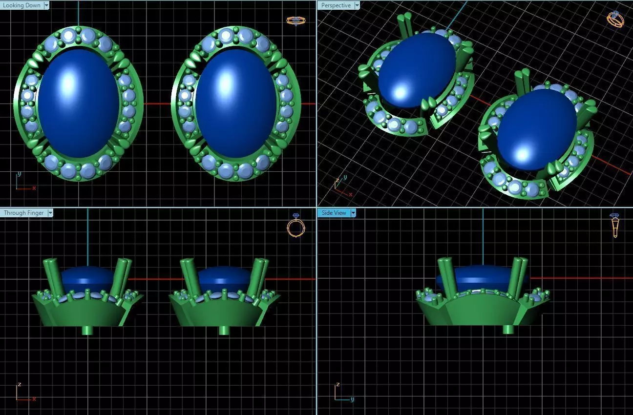 Oval Shaped Ear Stud With Diamonds 2 3D print model_0