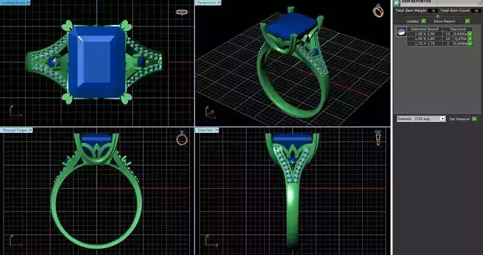 Square Engagement Ring With Diamonds